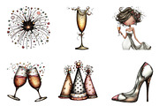 New Years Eve 2026 Watercolor Clipar, an Illustration by CreationArt (Thumbnail 2 of 5)