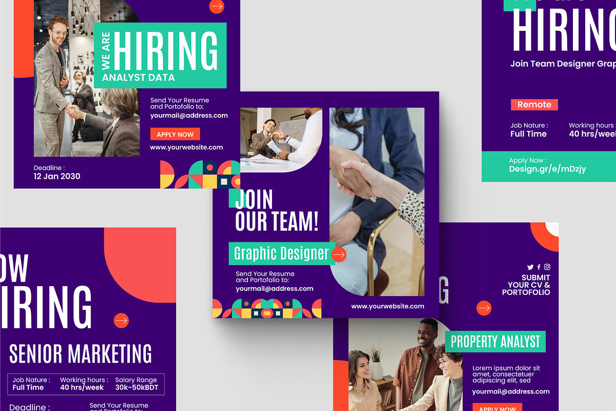Modern We Are Hiring Instagram Post, a Social Media Template by SquidPixey (Photo 4 of 6)