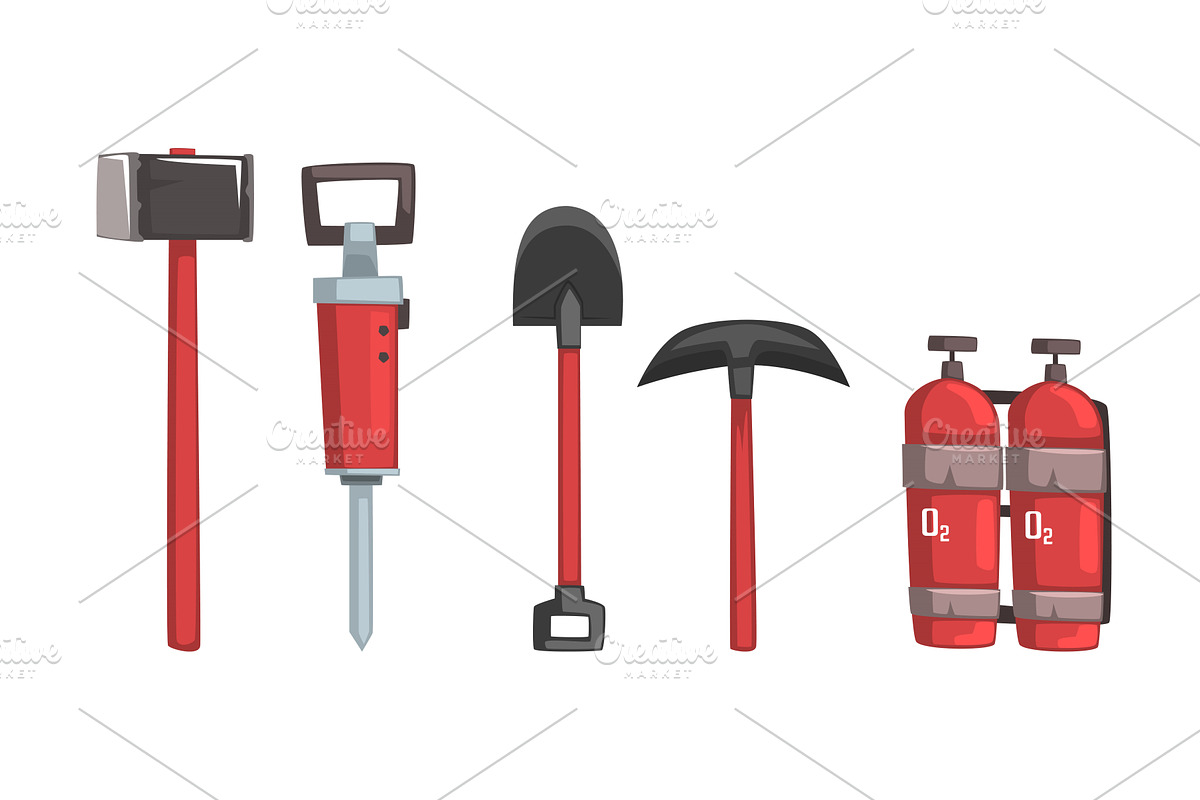 Mining Tools Vector Set. Coal and, an Illustration by TopVectors