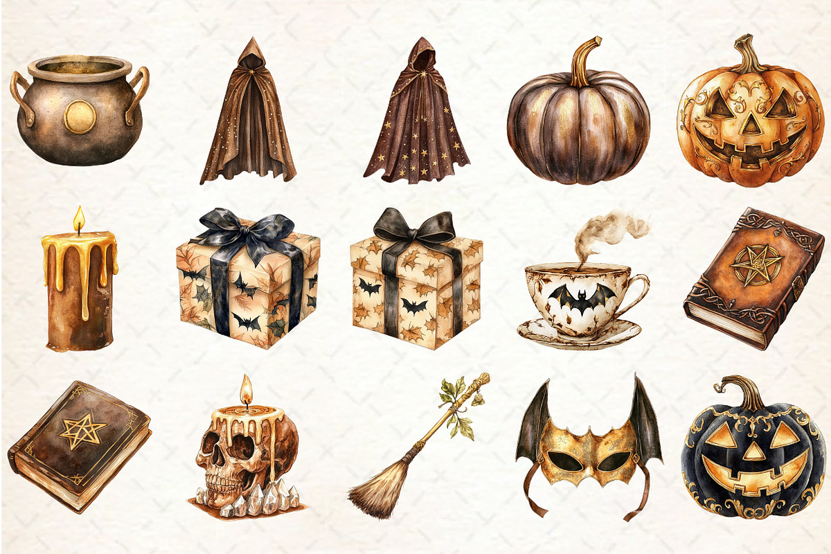 Luxury Brown & Gold Halloween Clipar, an Illustration by Rose Art (Photo 2 of 7)