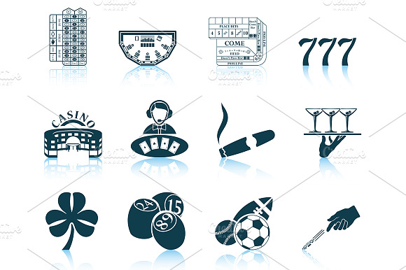 Set Of 12 Gambling Icons