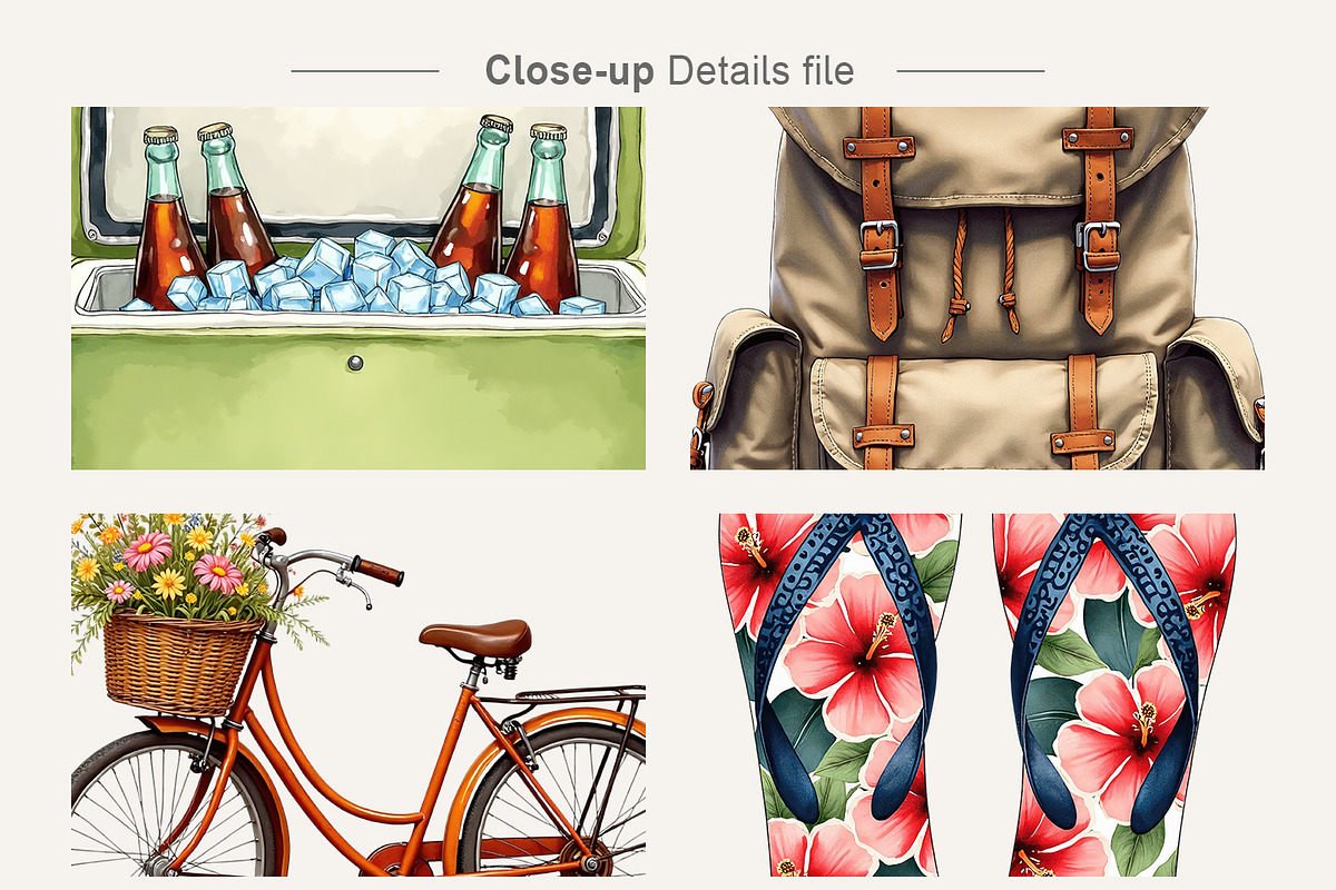70s Retro Summer Watercolor Clipart, an Illustration by Artnoy (Photo 4 of 8)