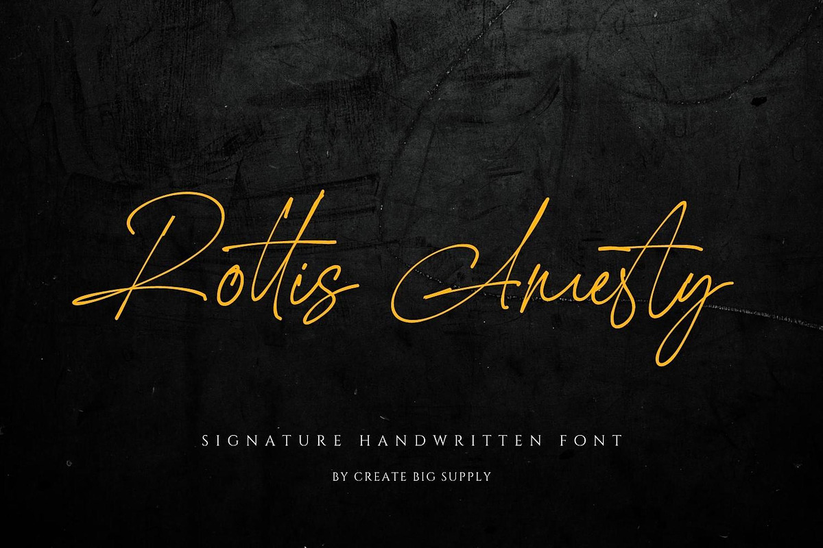 Rottis Amesty Signature Handwriting, a Handwritten Font by CreateBigSupply (Photo 1 of 9)