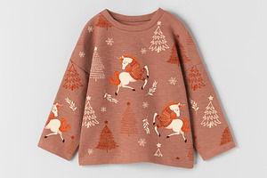 Christmas unicorn vector. Pattern