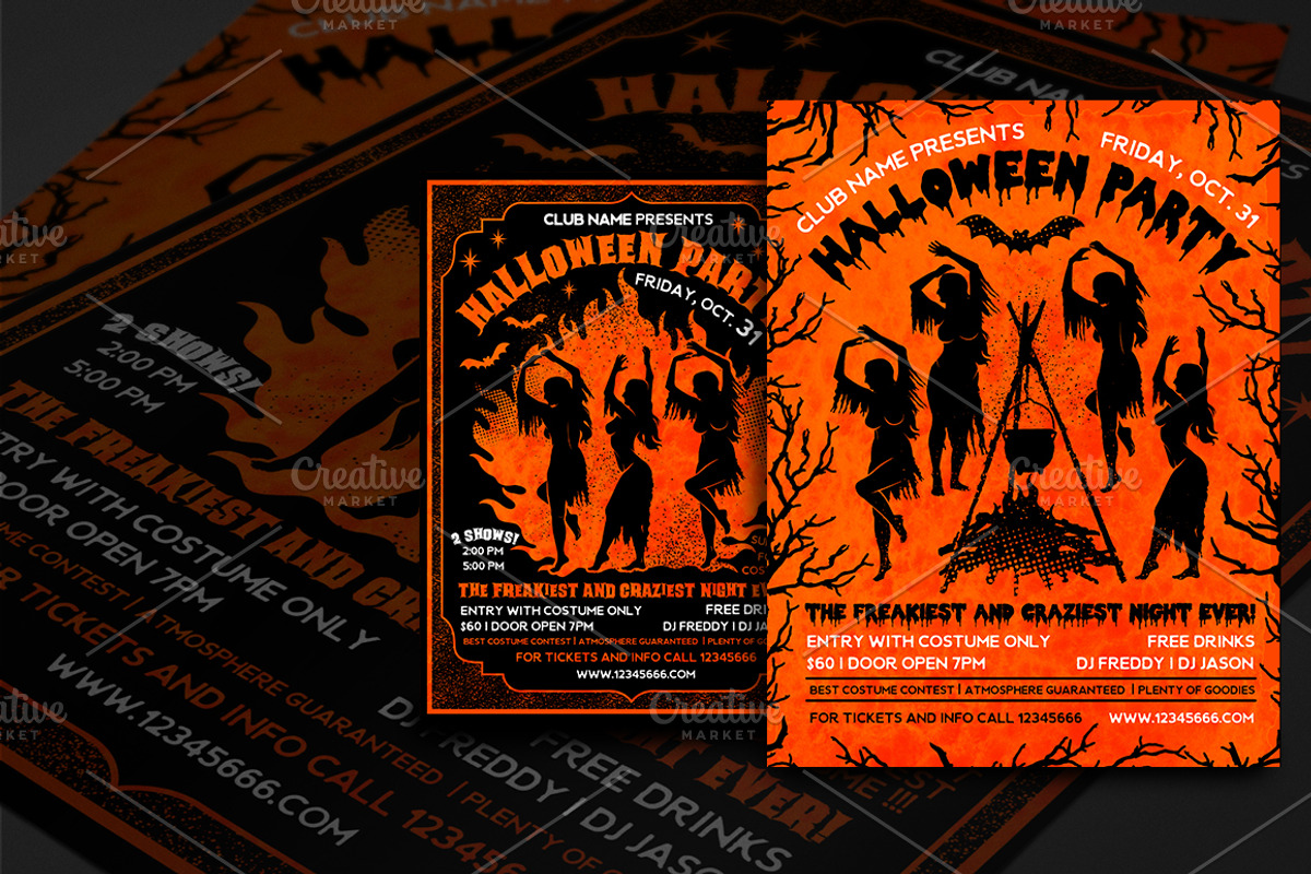 Halloween Party Flyer template, a Person Illustration by Moloko88 (Photo 3 of 3)