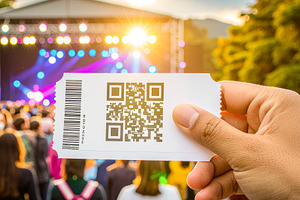 Concert ticket with qr access outdoors, a Technology Photo by DanFLCreativo