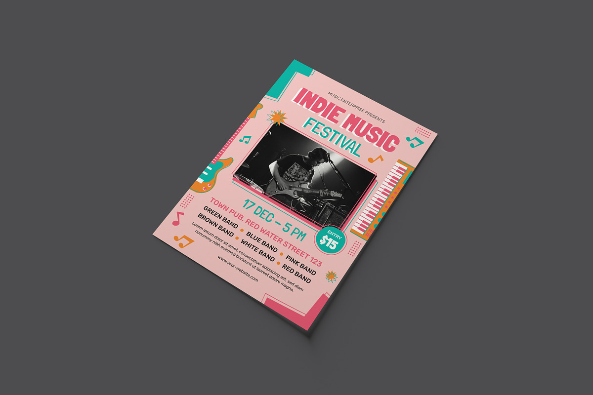 Indie Music Festival Flyer, a Flyer Template by serapika (Photo 2 of 2)