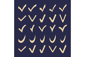 Set of Vector Check Marks, an Outline Icon by FineArtStudio