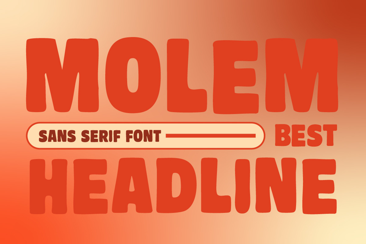 Molem – Bold Retro Display Sans Seri, a Sans Serif Font by kangfont Studio (Photo 2 of 9)