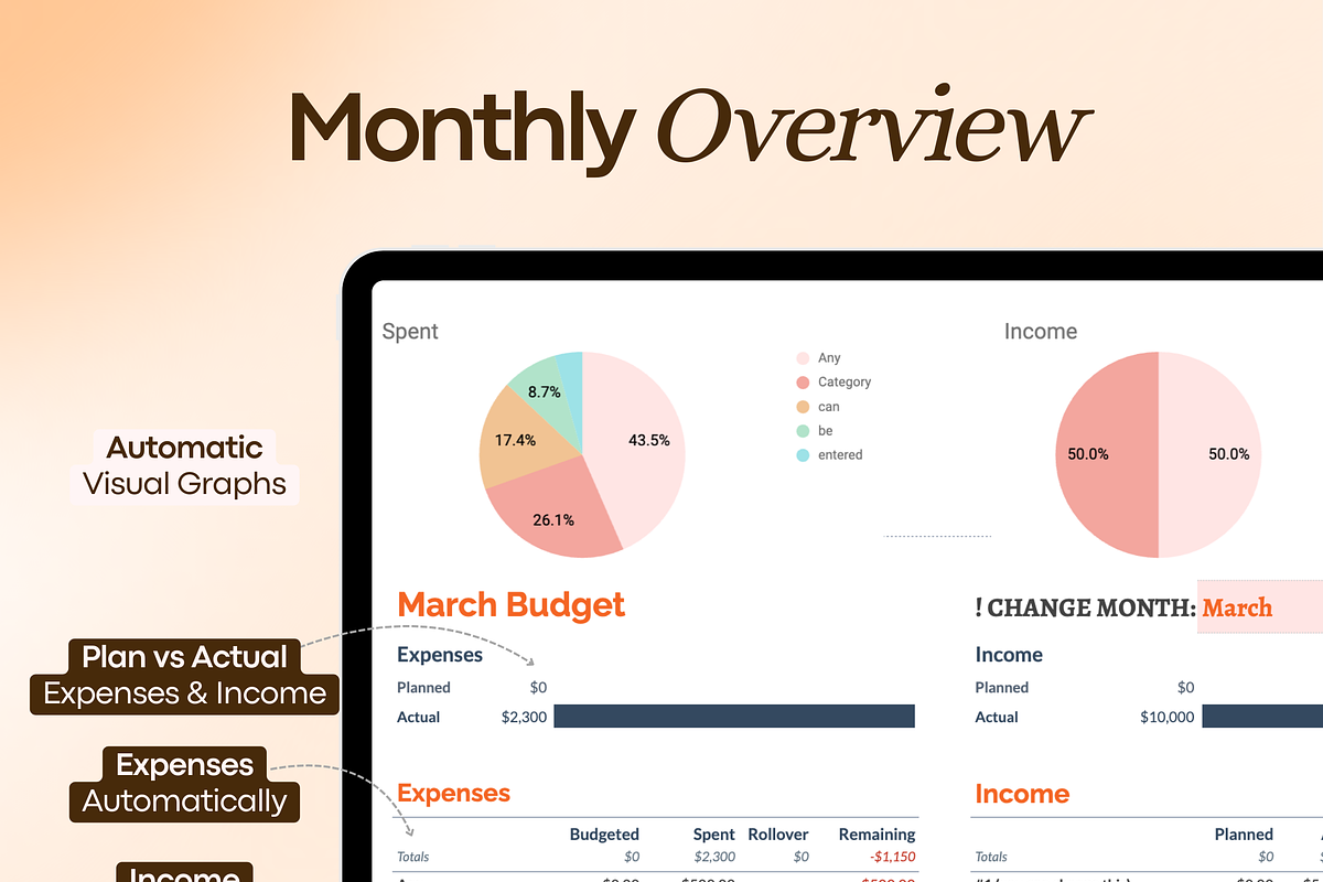 Budget Planner for Google Sheets, a Templates & Theme by vitalinagerman (Photo 4 of 11)