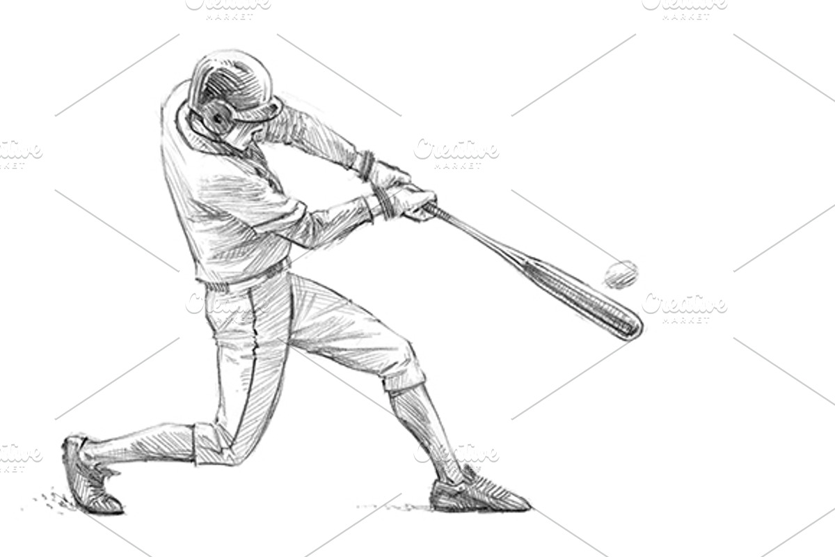 Sketchy baseball drawing set, an Illustration by RasterBird (Photo 10 of 17)