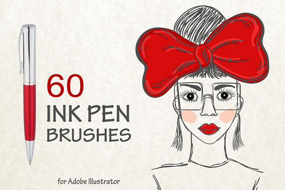 60 ink pen vector brushes preview 5