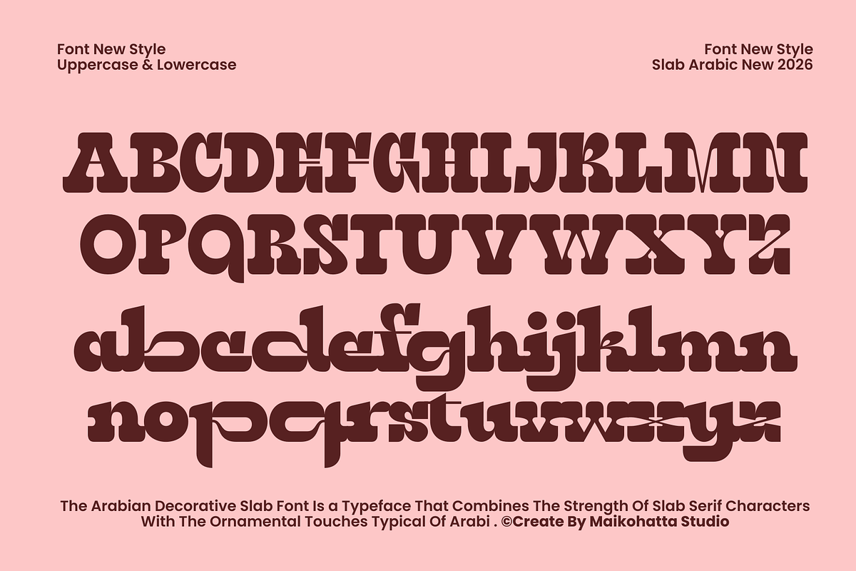Qebica–Arabic Decorative Slab Serif, a Handwritten Font by MaikoHatta (Photo 6 of 9)