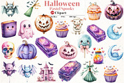 Cute Pastel Spooky Halloween Clipart, an Illustration by Watercolor design (Thumbnail 1 of 4)