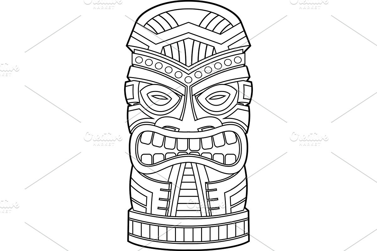 Black And White Regal Tiki Mask, an Illustration by HitToon