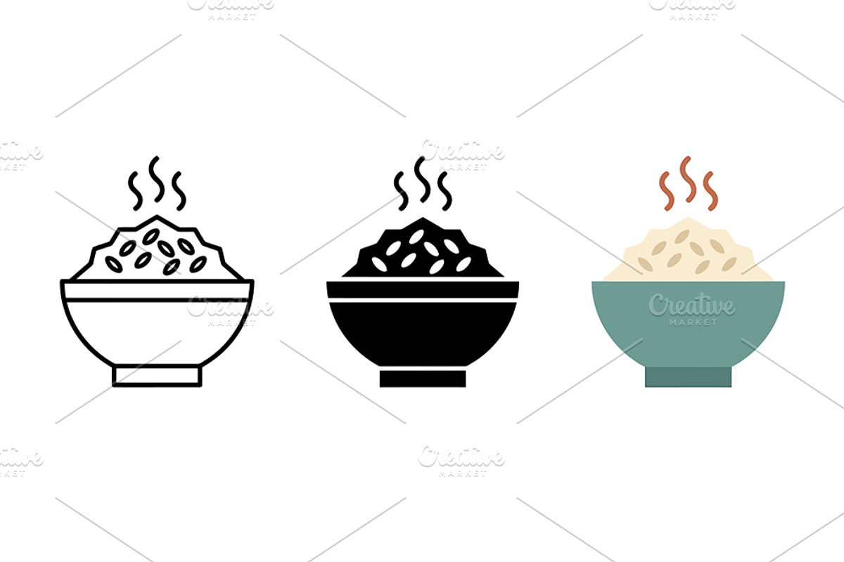 Steaming Rice Bowl Vector Art, a Solid Icon by Artonix (Photo 2 of 2)