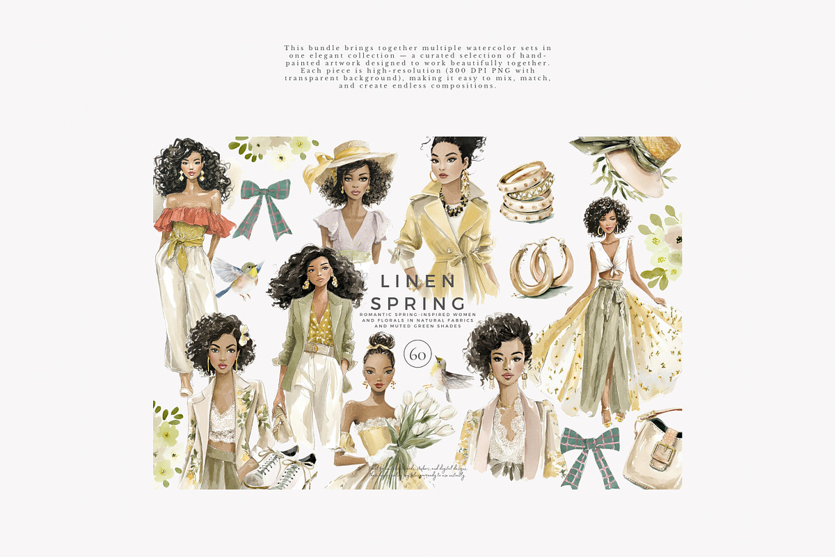 4-in-1 watercolor clipart bundle, a Decorative Illustration by Patishop Art (Photo 2 of 6)