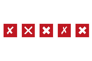 Pixel Art Red Cross Icons in Boxes, an Object Illustration by Vector Creator