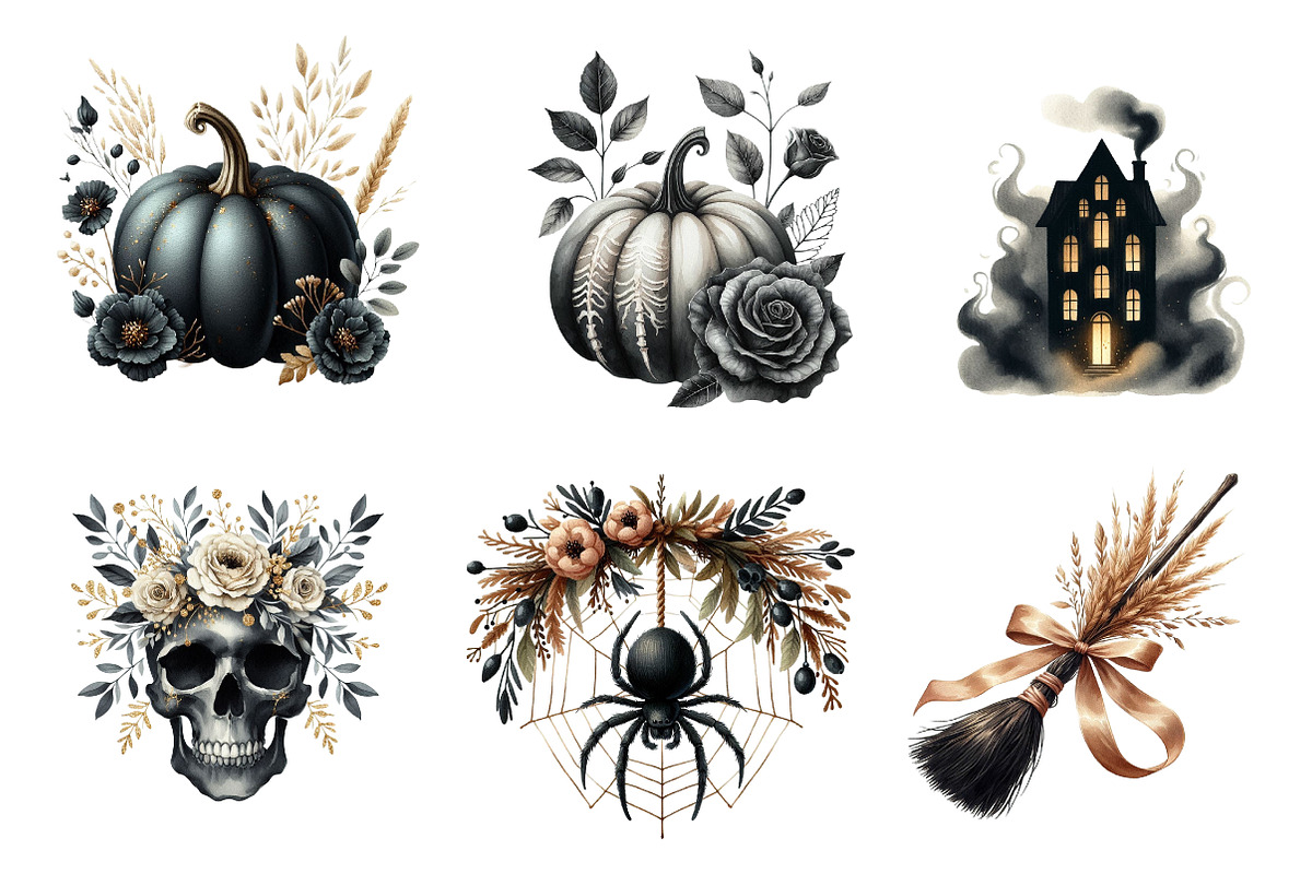 Beige & Black Halloween Clipart, an Illustration by CreationArt (Photo 5 of 5)