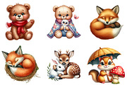 Woodland Clip art, Baby Animals, an Illustration by CreationArt (Thumbnail 5 of 6)