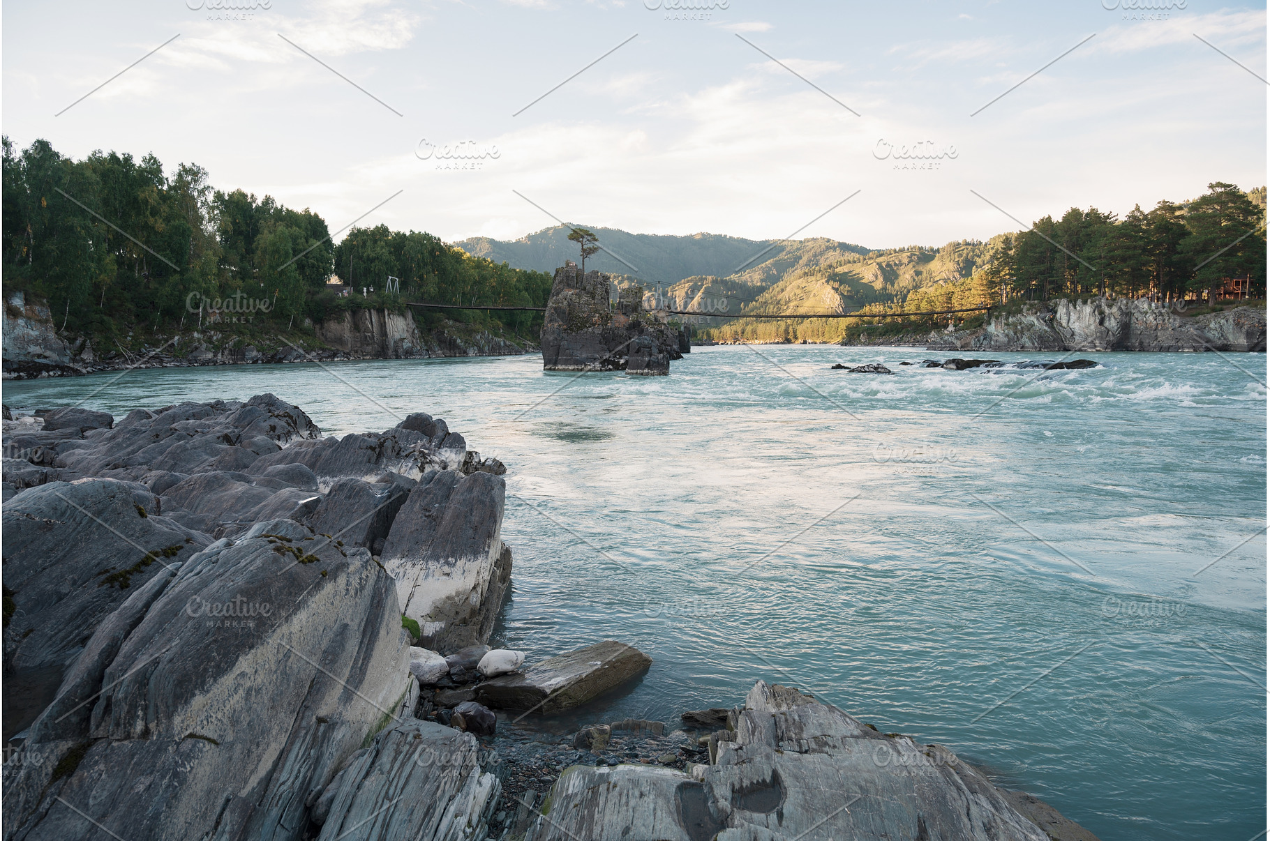 Fast mountain river Katun, a Nature Photo by Jan Jack Russo Media