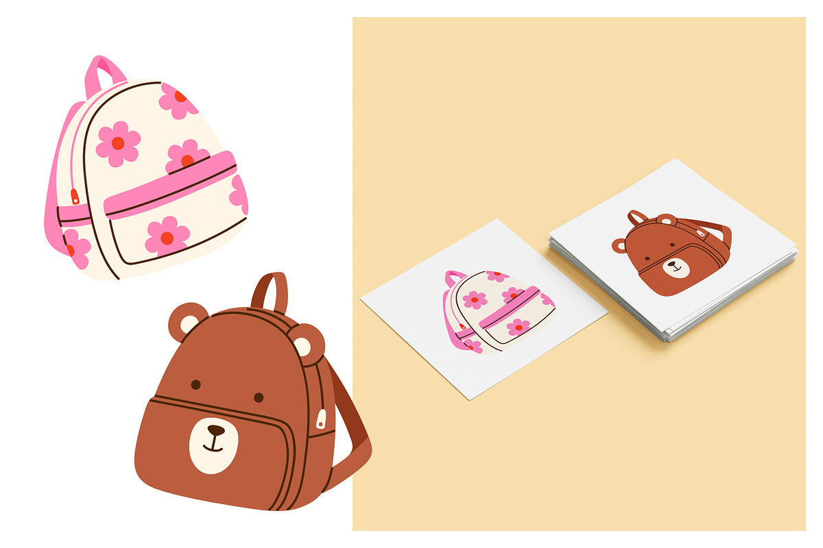 Cute School Backpack Vector Set, an Education Illustration by Annie Birdie (Photo 4 of 7)