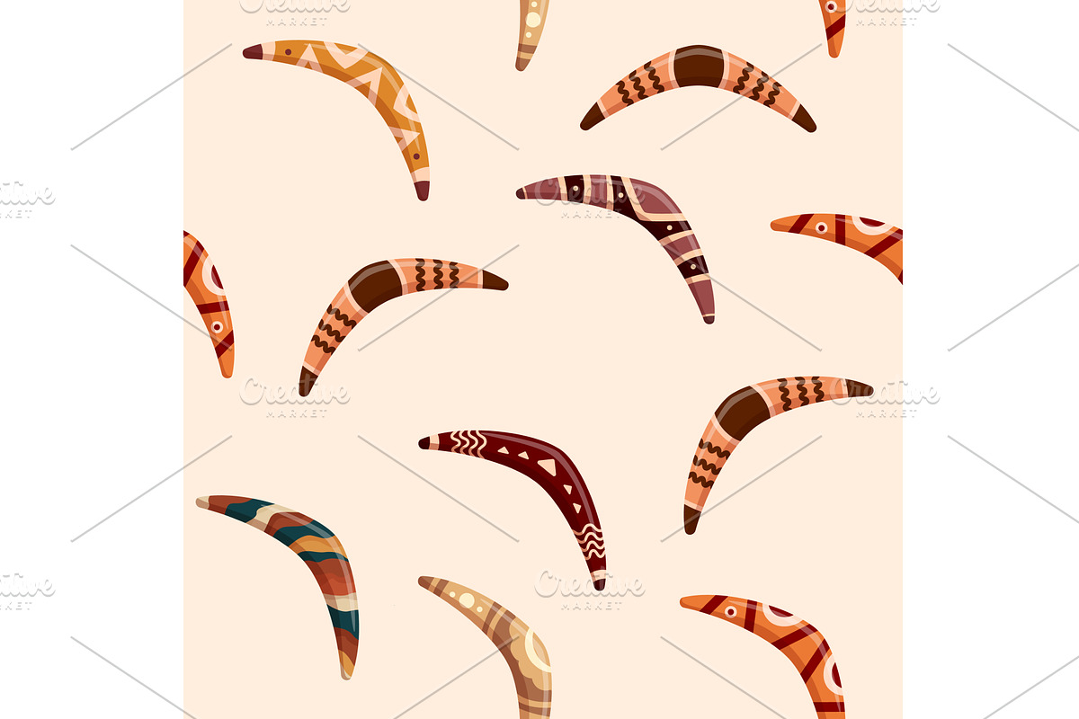 Boomerangs seamless pattern, an Illustration by Valerie Bodnar