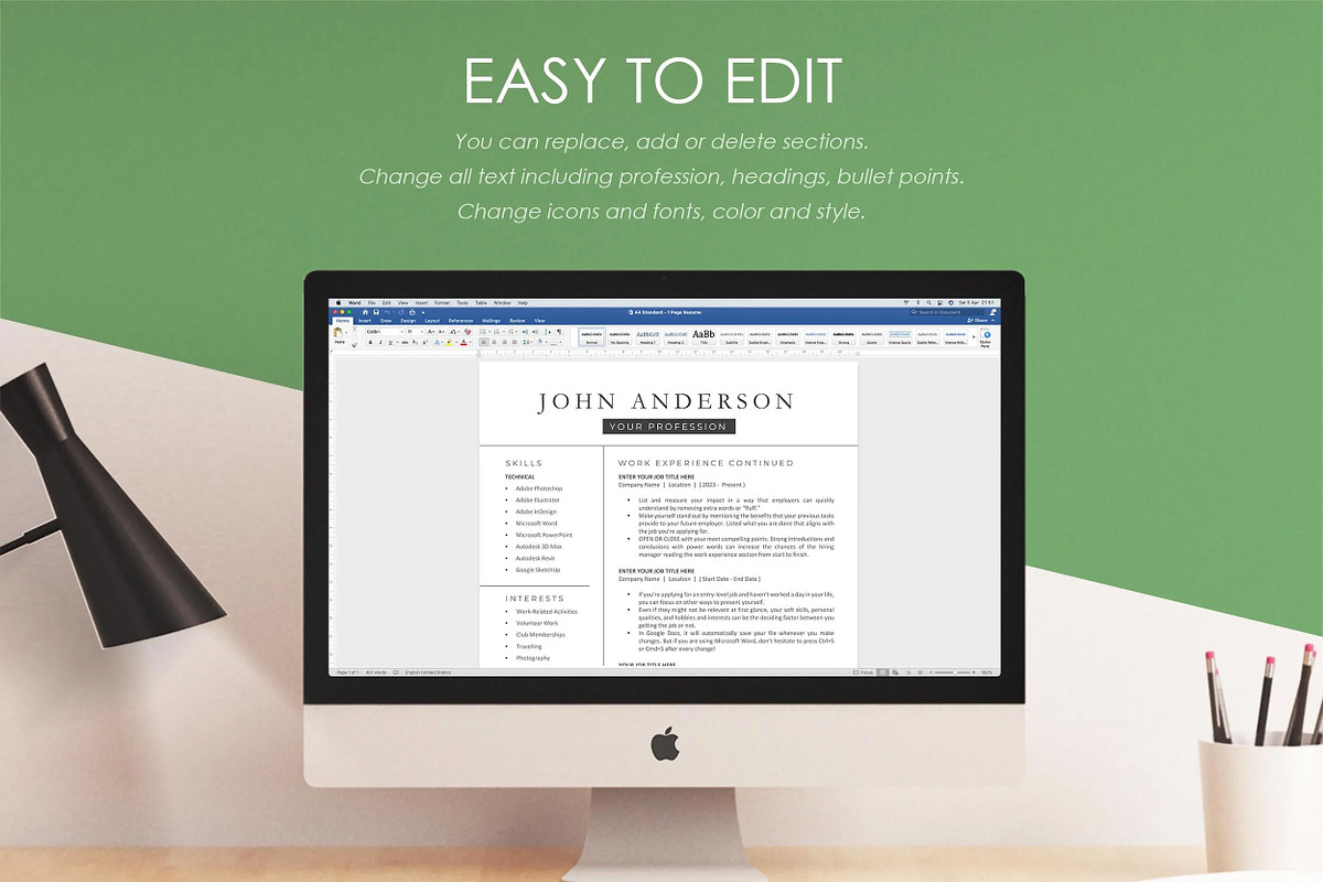 Resume Template Modern CV Design, a Resume Template by resumetemplathttps://d3es (Photo 6 of 9)