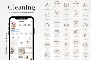 100 Cleaning Story Highlight Covers, a Social Media Template by PatternLab.