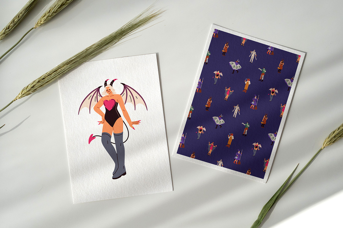 Halloween people set + patterns, a Person Illustration by Good Studio (Photo 16 of 19)