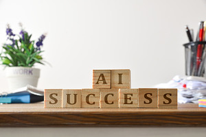 AI Success Concept with Wooden Blocks, a Business Photo by Davizro's Market