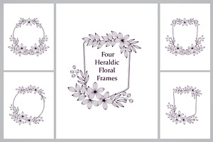 Floral heraldic shield card template