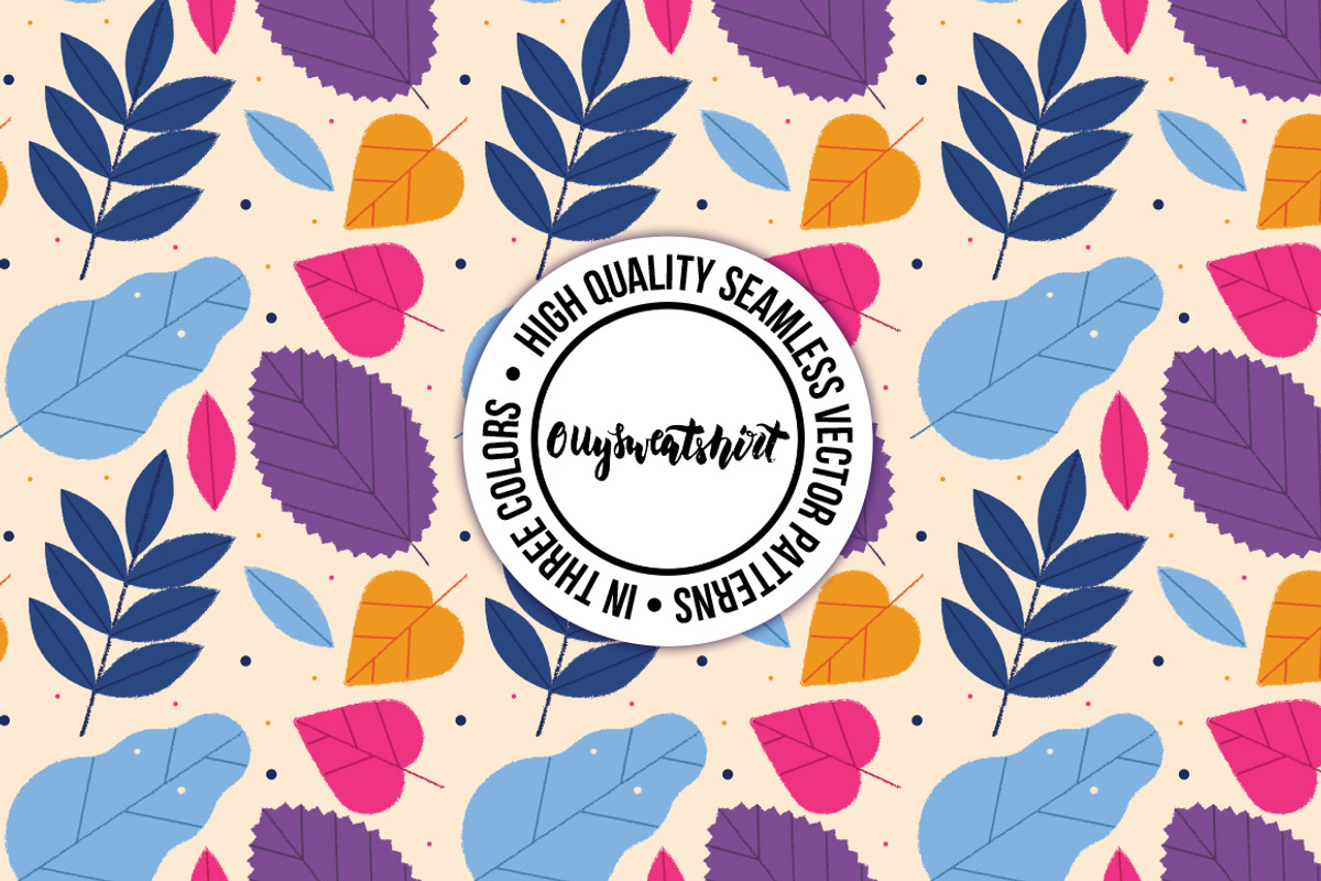 Leaves Seamless Pattern in 3 Colors, a Pattern Graphic by OLLYSWEATSHIRT DSGN INC. (Photo 1 of 3)