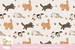 Cute Cats Seamless Pattern