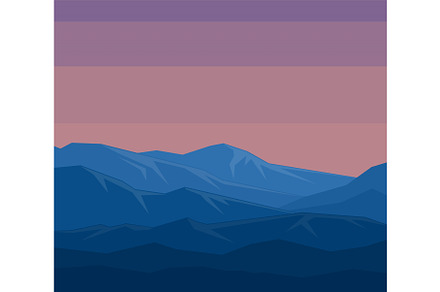 Landscape with silhouettes of blue