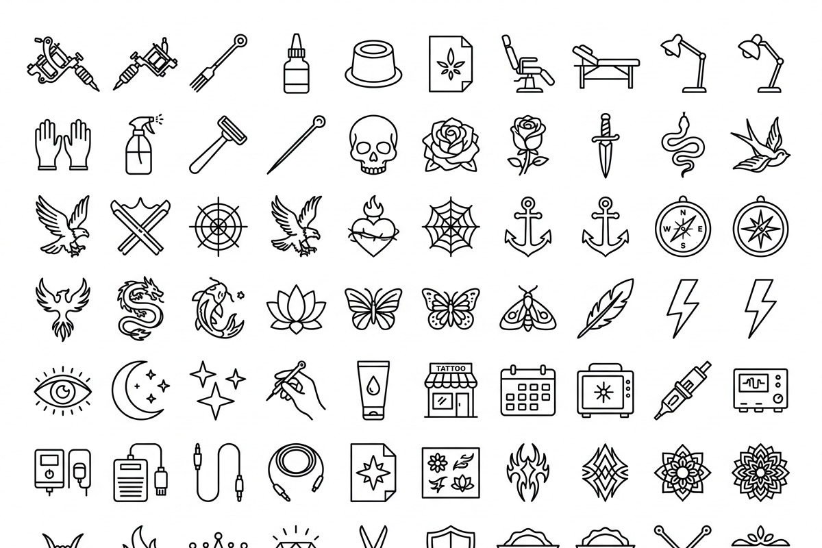 Bundles Tattoo Studio Outline Icons, an Outline Icon by adenpinkstore (Photo 1 of 10)