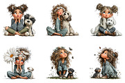 Whimsical Girl & Dog Love, a Seasonal Illustration by CreationArt (Thumbnail 2 of 5)