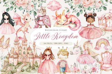Pink Princess Clipart, Dragons, a Person Illustration by ClipArtCharm