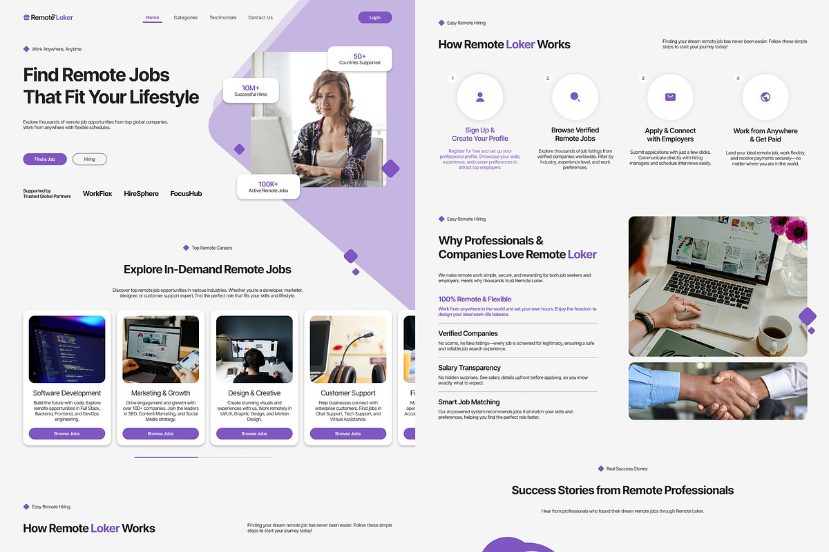 Remote Job Website, a Landing Page Template by FIBRINOSÄ (Photo 5 of 7)