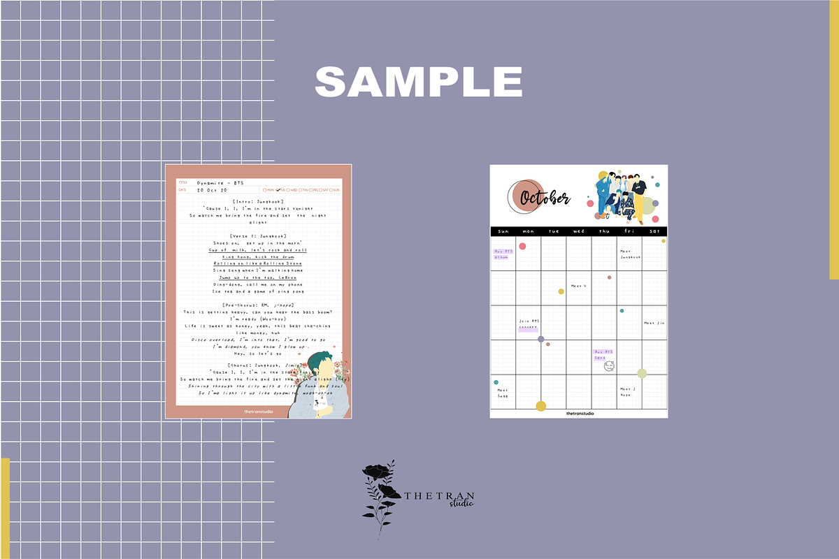 BTS Dynamite Notepad | Dital Product, a Stationery Template by The Tran Studio (Photo 3 of 5)