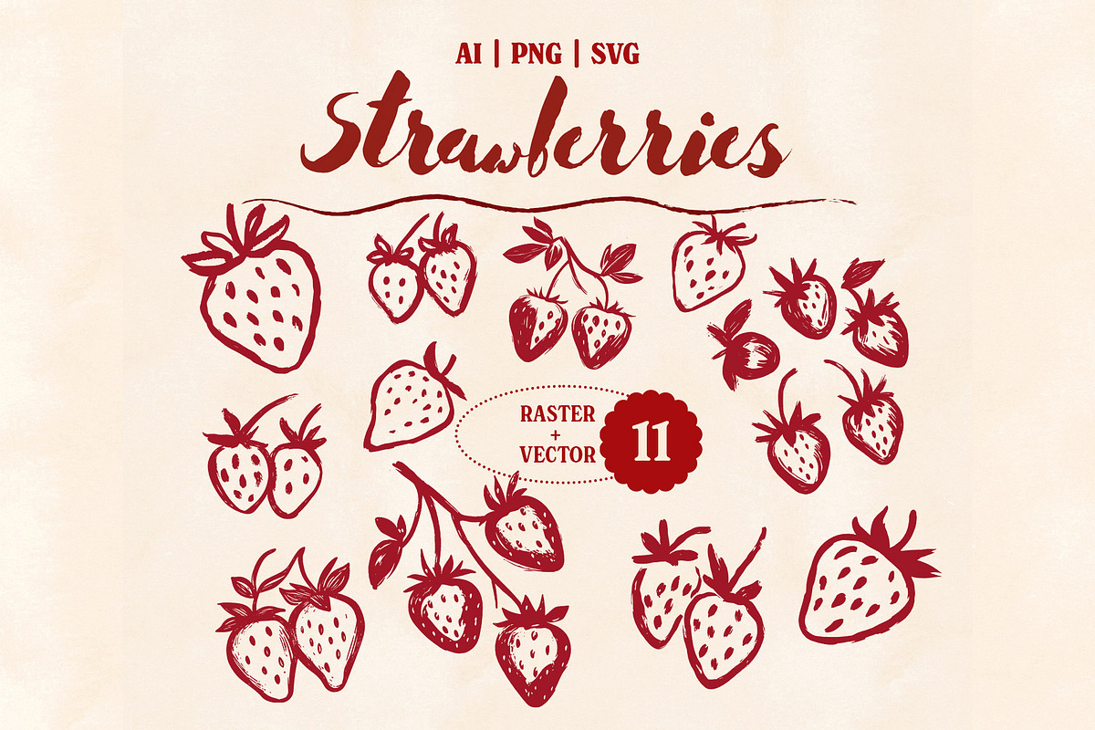 Whimsical Berry Fruit Bundle SVG PNG, a Food Illustration by Marie T (Photo 3 of 36)