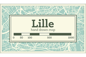 Lille France City Map In Retro Style