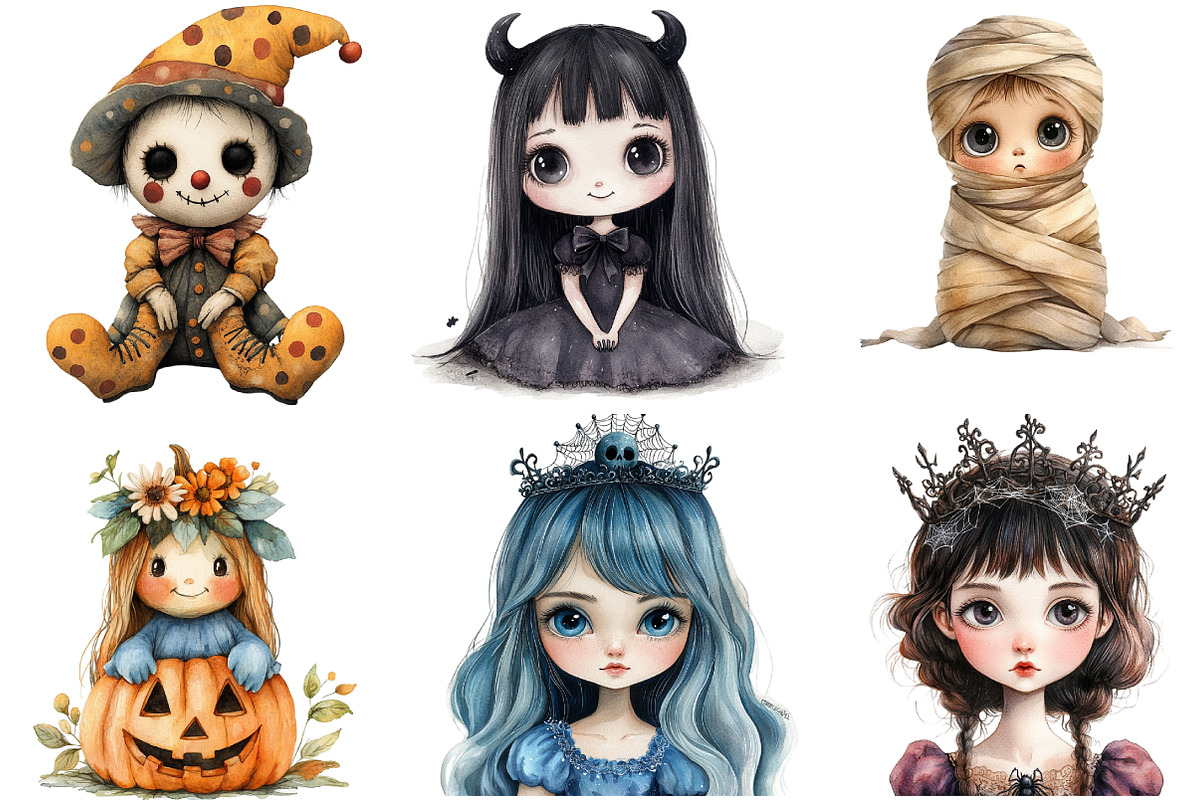 Whimsical Halloween Doll Sublimation, an Illustration by DreamArtGraphic (Photo 3 of 6)
