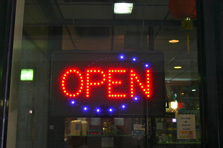 Open sign stock photo containing neon and open
