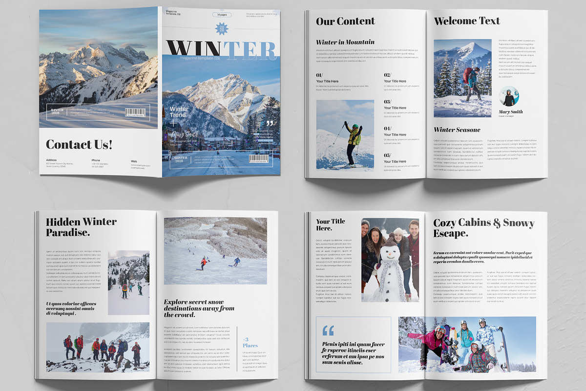 Winter Travel Magazine Template preview 2