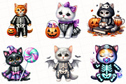 Halloween Skeleton Cat Clipart, an Illustration by OK Design (Thumbnail 2 of 5)