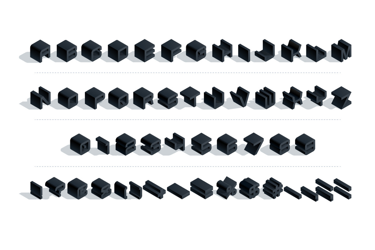 Vector 3D isometric black letters preview 3