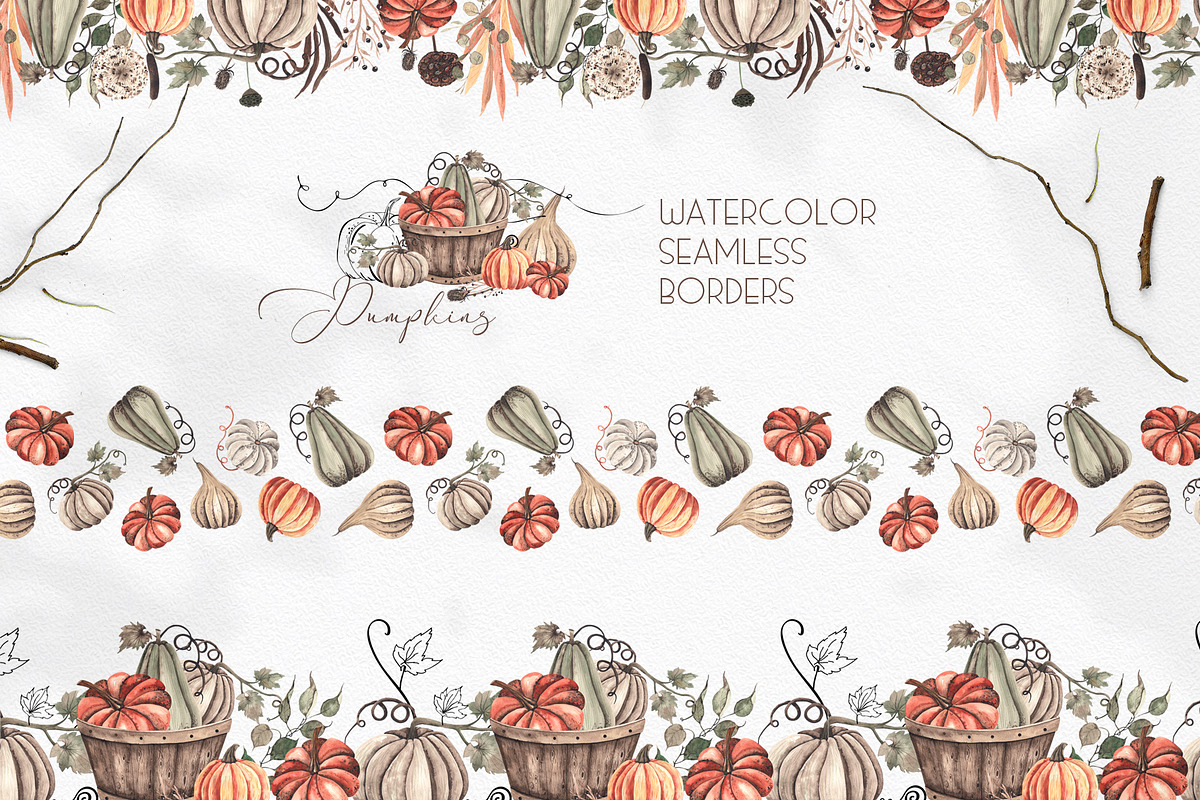 Watercolor Autumn Pumpkins, an Object Graphic by Ana-Sakuta (Photo 6 of 18)