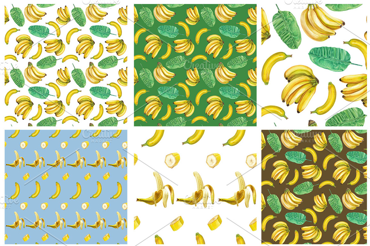 Watercolor banana set, a Pattern Graphic by lenavetka87 (Photo 2 of 3)