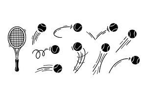 Tennis balls doodle with sport, a Sport Illustration by winwin.art